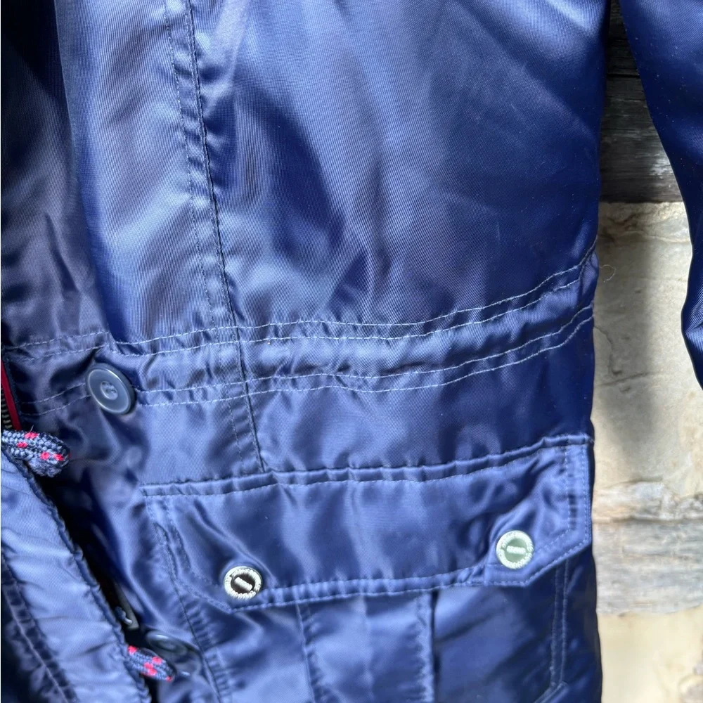 Urban Republic Navy Coat with Red Accents and Faux Fleece Lined Hoodie Size M - Picture 7 of 10